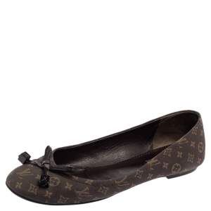 Pre Owned Louis Vuitton Fusain Monogram Idylle Canvas Debbie Ballet Flats Size 36