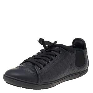 Louis Vuitton Black Monogram Empreinte Leather Rubber Low Top Sneakers Size 39