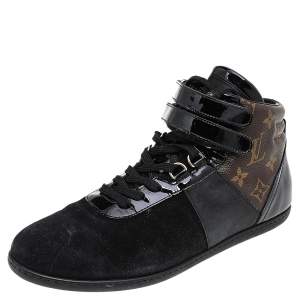 Louis Vuitton Black/Brown Suede And Monogram Canvas Move Up High Top Sneakers Size 39