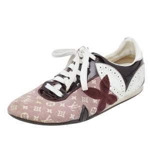 Louis Vuitton Multicolor Monogram Fabric And Patent Leather, Suede Low Top Sneakers Size 37.5