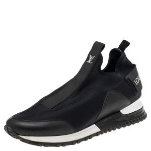 مملوكة مسبقًا Louis Vuitton Black Neoprene And Leather Run Away Slip On Sneakers Size 38