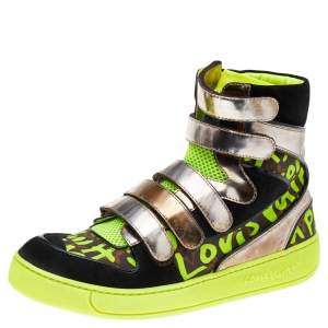 Louis Vuitton Multicolor Leather And Mesh Neon Graffiti Stephen Sprouse High Top Sneakers Size 37