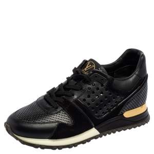 Louis Vuitton Black Leather and Suede Runaway Sneakers Size 35.5
