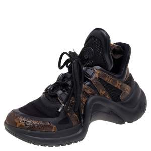 Louis Vuitton Black/Brown Mesh and Monogram Canvas LV Archlight Sneakers Size 38.5