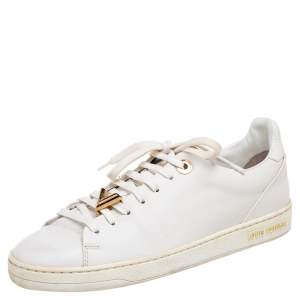 Louis Vuitton White Leather Frontrow Low-Top Sneakers Size 37