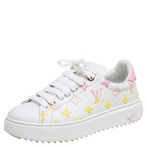 Louis Vuitton White Monogram  Leather Time Out Sneakers Size 37