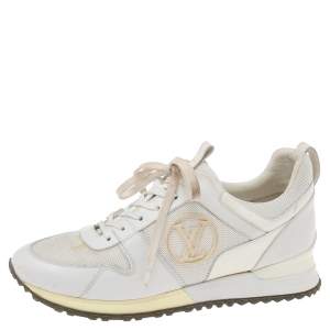 Louis Vuitton White Leather and Mesh Run Away Low-Top Sneakers Size 38.5