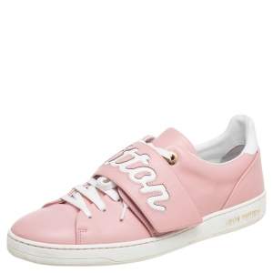 Louis Vuitton Pink/White Leather Logo Frontrow Sneakers Size 39.5