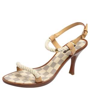 Pre Owned صندل لوي فيتون جلد وحبل أوف وايت مقاس 41