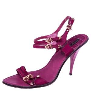 Louis Vuitton Pink Pony Hair Buckle Ankle Strap Sandals Size 41