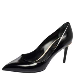 Pre Owned Louis Vuitton Black Leather Eyeline Pointed-Toe Pumps Size 39