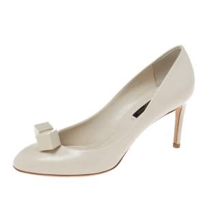 Pre Owned Louis Vuitton Cream Leather Dice  Pumps Size 36.5