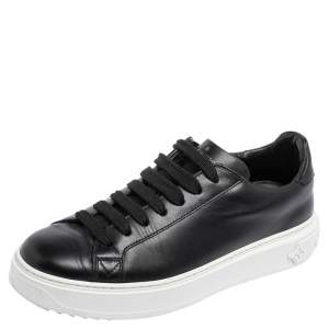 Louis Vuitton Black Leather Timeout Sneakers Size 38.5