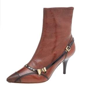 Louis Vuitton Brown Leather Ankle Length Boots Size 36