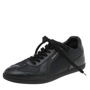 Louis Vuitton Black Leather Low Top Sneakers Size 38