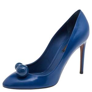 Pre Owned Louis Vuitton Blue Leather Betty Embellished Pumps Size 39