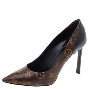 Pre Owned Louis Vuitton Monogram Canvas And Patent Leather Cherie Pumps Size 36.5