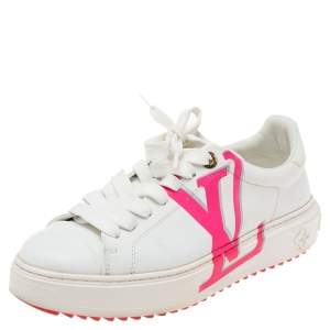 Louis Vuitton White Leather Time Out Low Top Sneakers Size 38.5