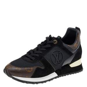 Louis Vuitton Black/Brown Mesh And Monogram Canvas Run Away Low Top Sneakers Size 40
