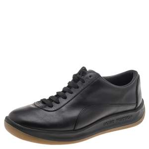 Louis Vuitton Black Leather Low Top Sneakers Size 38