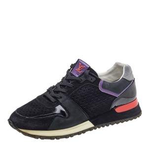 Louis Vuitton Black Suede And Leather Run Away Low Top Sneakers Size 38