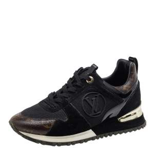 Louis Vuitton Black/Brown Monogram Canvas And Suede Run Away Sneakers Size 36