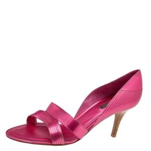 Louis Vuitton Metallic Pink Leather Open Toe Sandals Size 40.5