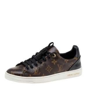 Louis Vuitton Brown/Black Monogram Canvas And Patent Leather Frontrow Low Top  Sneakers Size 37