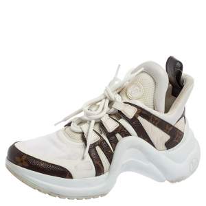 Louis Vuitton White/Brown Monogram Canvas and Leather Archlight  Sneakers Size 38