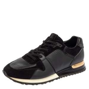 Louis Vuitton Black Epi Leather And Suede Run Away Sneakers  Size 40