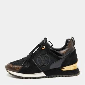 Louis Vuitton Brown/Black Monogram Coated Canvas, Mesh and Suede Run Away Sneakers Size 36.5