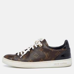 Louis Vuitton Brown Monogram Canvas And Patent Frontrow Sneakers Size 36.5