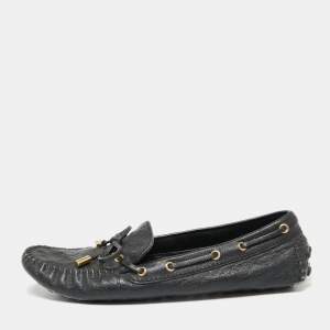 حذاء لوفرز لوي فيتون غلوريا  جلد إمبرينت مونوغرامي أسود مقاس 37.5