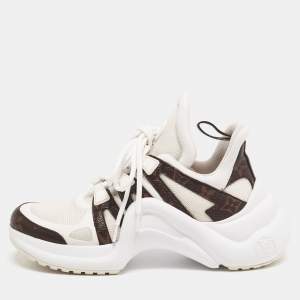 Louis Vuitton Off-White/Brown Mesh and Monogram Coated Canvas Archlight Low-Top Sneakers Size 36.5