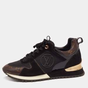 Louis Vuitton Black/Brown Monogram Canvas And Mesh Run Away Sneakers Size 39