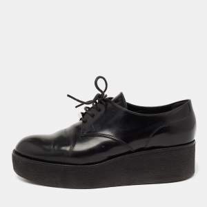 Louis Vuitton Black Leather Lace Up Platform Oxfords Size 37.5