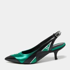 Pre Owned حذاء كعب عالي لوي فيتون آركلايت جلد وشبك أخضر/أسود بحزام كاحل مقاس 37