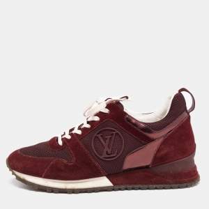 Louis Vuitton Burgundy Mesh, Suede and Leather Runaway Low-Top Sneakers Size 37.5