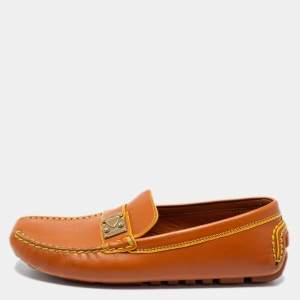Pre Owned Louis Vuitton Tan Leather Lombok Loafers Size 37