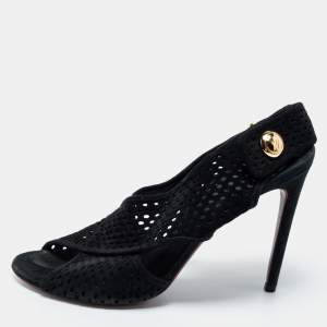مملوكة مسبقًا Louis Vuitton Black Suede Open Toe Slingback Sandals Size 41 