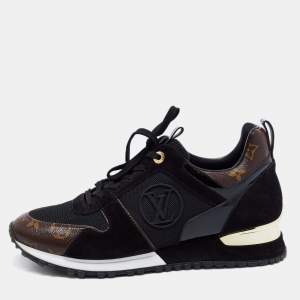 Louis Vuitton Black/Brown Monogram Canvas And Suede Run Away Low Top Sneakers Size 41