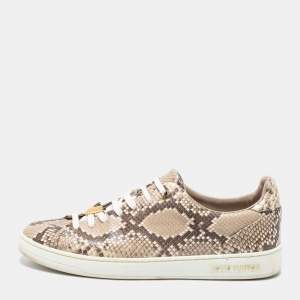Louis Vuitton Brown/Cream Python Leather Frontrow  Sneakers Size 37.5