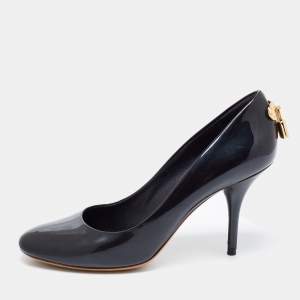Pre Owned Louis Vuitton Metallic Navy Blue Patent Leather Oh Really! Pumps Size 36