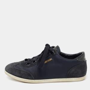 Louis Vuitton Navy Blue Suede and Nylon Low-Top Sneakers Size 37