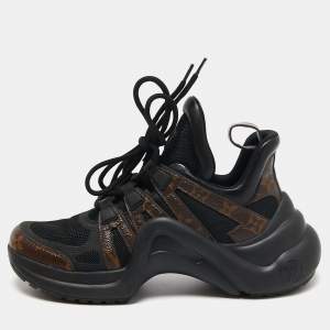 Louis Vuitton Brown/Black Monogram Canvas and Mesh Archlight Low-Top Sneakers Size 37.5