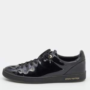 Louis Vuitton Black Patent Leather Frontrow Low Top Lace Up Sneakers Size 40