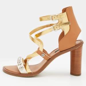 Louis Vuitton Multicolor Leather Studded Strappy Sandals Size 38.5