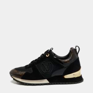 Louis Vuitton Brown/Black Coated Canvas and Suede Run Away Sneakers Size 36.5