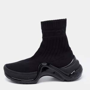 Louis Vuitton Black Knit Fabric  Sock Run Hight Top Sneakers Size 36.5