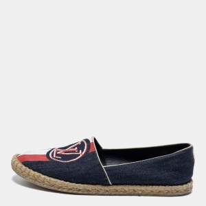 Louis Vuitton Navy Blue Denim Espadrille Flats Size 39